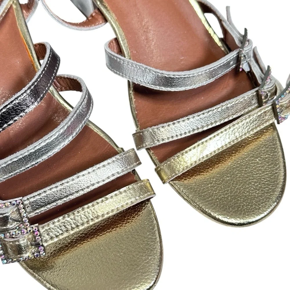 Kurt Geiger Metallic Gold Bling Block Heel Sandals Party Pagent kids girls 2/33
